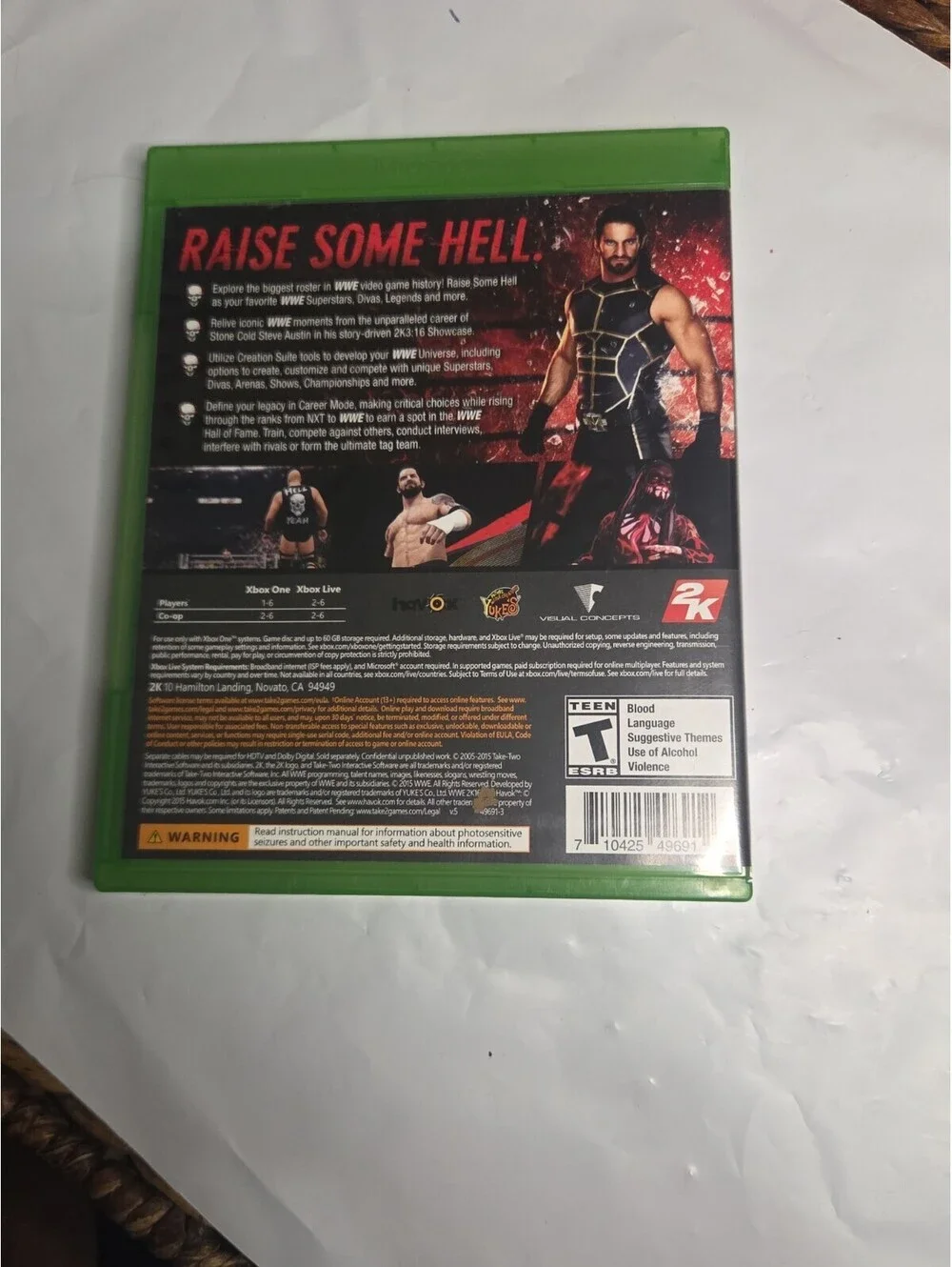 WWE 2K16 (Microsoft Xbox One, 2015) Stone Cold Steve Austin With Topp Card